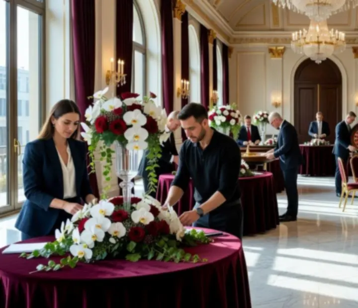 Zespół Novakravelis przygotowujący luksusową salę na galę casino night