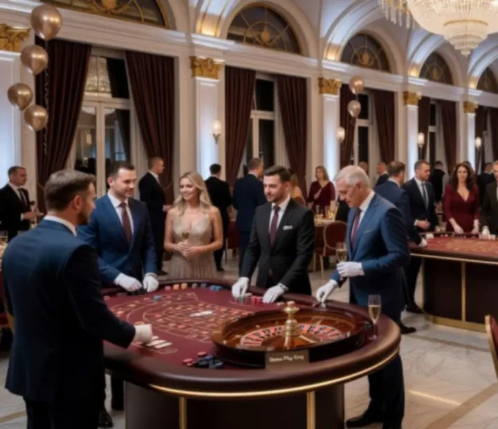 Gala korporacyjna z kasynową strefą rozrywki i stołami pokerowymi
