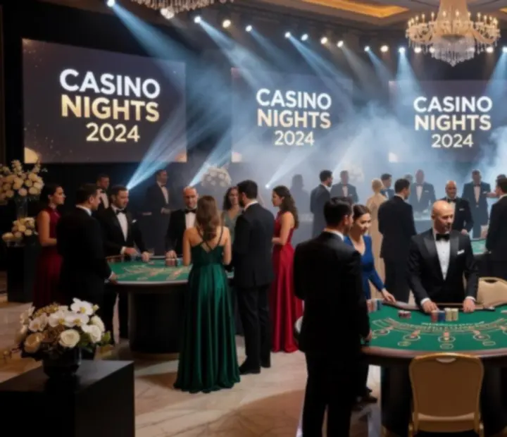 Gala korporacyjna z motywem kasyna w nowoczesnej sali bankietowej