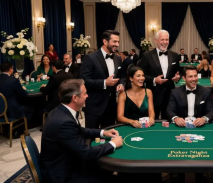 Charyzmatyczni gospodarze stołów pokerowych podczas eleganckiego wieczoru kasynowego